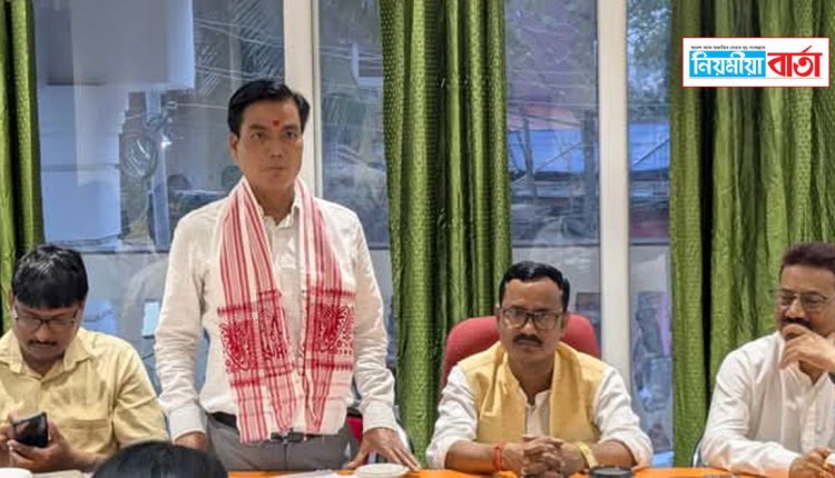 Guwahati Mayor Mrigen Shaikia at an important BJP meeting in Dhubri